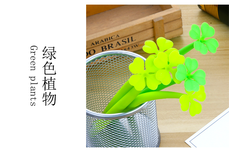 Japanese and Korean New Creative Clover Flower Artificial Flower Gel Pen Cute Refreshing Lucky Flower Student Stationery