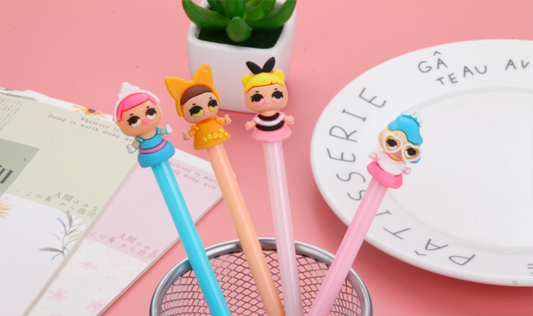Factory Direct Sales New Cartoon Little Girl Black Gel Pen Student Studying Stationery Wholesale Customizable Logo