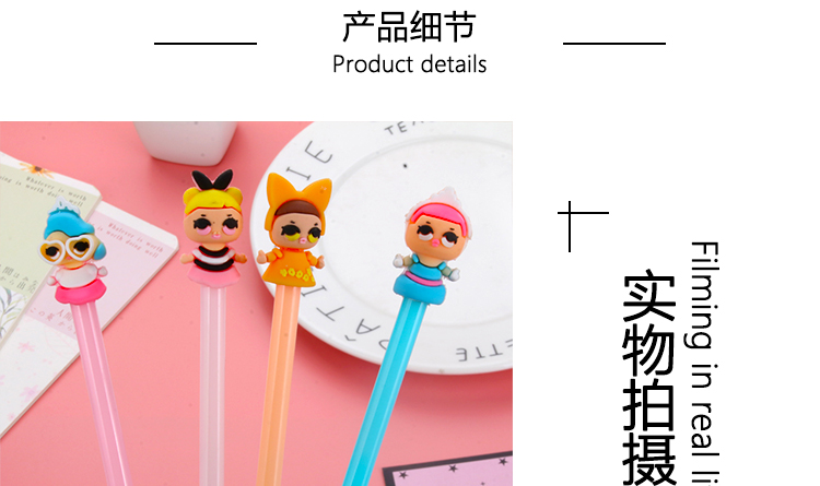 Factory Direct Sales New Cartoon Little Girl Black Gel Pen Student Studying Stationery Wholesale Customizable Logo