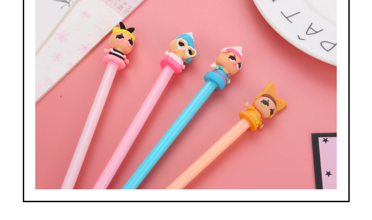 Factory Direct Sales New Cartoon Little Girl Black Gel Pen Student Studying Stationery Wholesale Customizable Logo