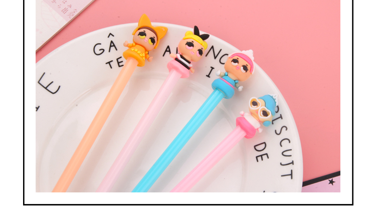 Factory Direct Sales New Cartoon Little Girl Black Gel Pen Student Studying Stationery Wholesale Customizable Logo