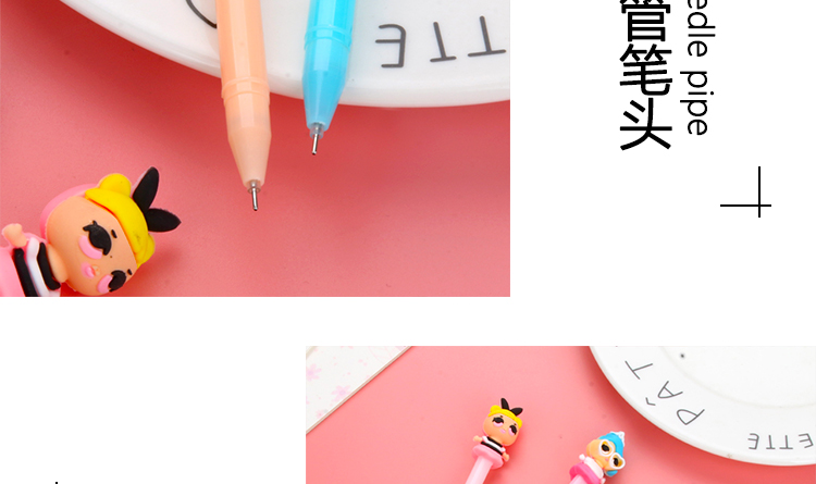 Factory Direct Sales New Cartoon Little Girl Black Gel Pen Student Studying Stationery Wholesale Customizable Logo