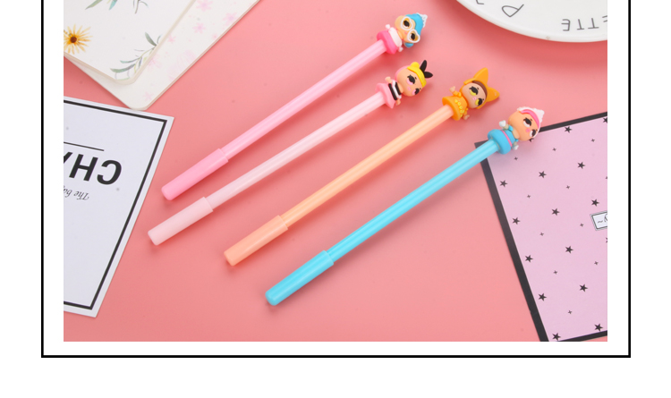 Factory Direct Sales New Cartoon Little Girl Black Gel Pen Student Studying Stationery Wholesale Customizable Logo