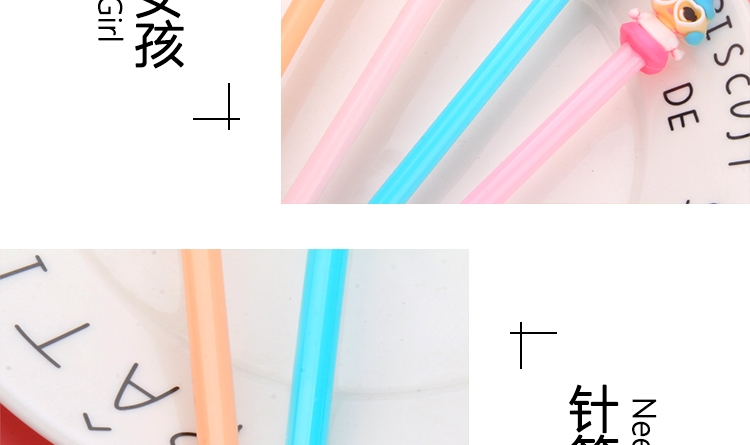 Factory Direct Sales New Cartoon Little Girl Black Gel Pen Student Studying Stationery Wholesale Customizable Logo