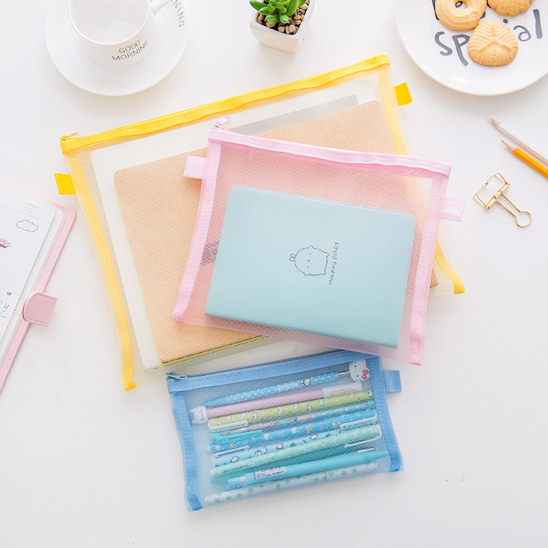 Q Office Culture and Education Grid Zipped Pencil Bag Folder Student Information Bag A4/A5/A6/File Bag Wholesale Customized