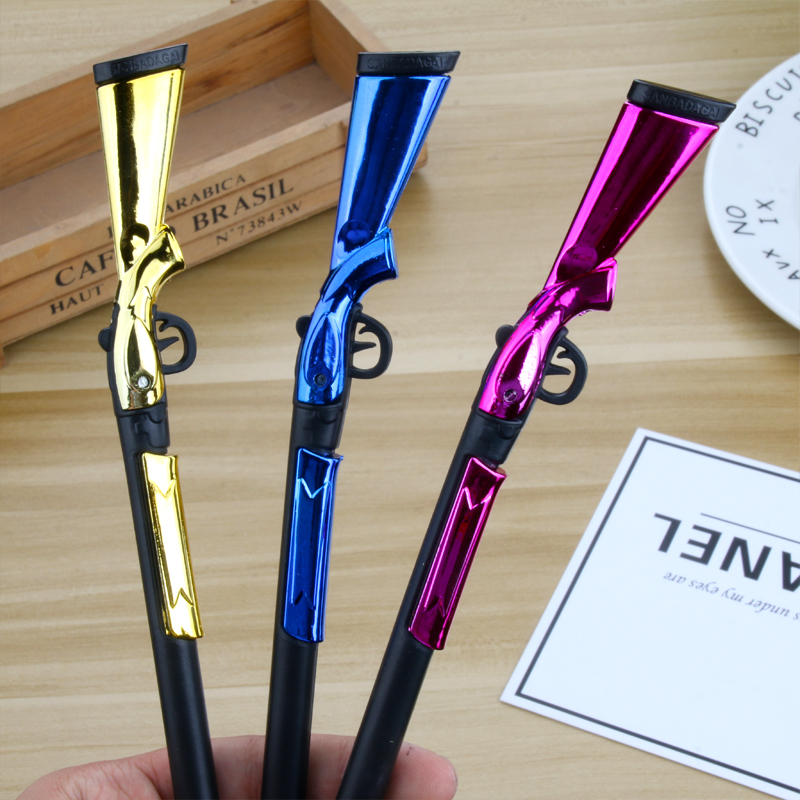 Factory Direct Sales New Fashion Shotgun Black Gel Pen Student Studying Stationery Wholesale Customizable Logo