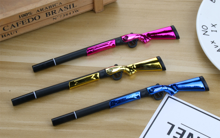 Factory Direct Sales New Fashion Shotgun Black Gel Pen Student Studying Stationery Wholesale Customizable Logo