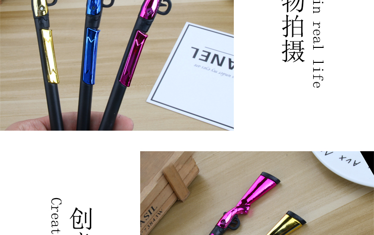 Factory Direct Sales New Fashion Shotgun Black Gel Pen Student Studying Stationery Wholesale Customizable Logo