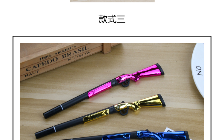 Factory Direct Sales New Fashion Shotgun Black Gel Pen Student Studying Stationery Wholesale Customizable Logo