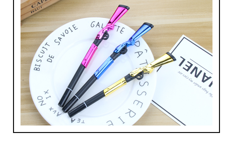 Factory Direct Sales New Fashion Shotgun Black Gel Pen Student Studying Stationery Wholesale Customizable Logo