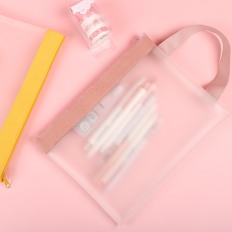 A4 File Bag Transparent Frosted File Bag Information Bag Material Storage Bag Test Paper Student File TPU Handbag