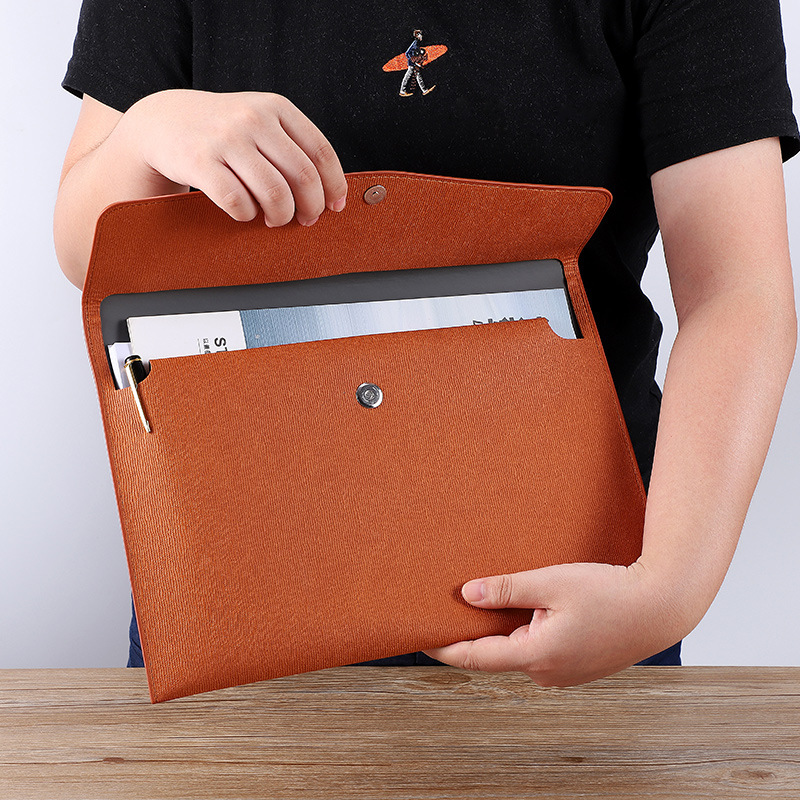 File Bag A4 File Package Information Bag Large Capacity Magnetic Snap Simple Waterproof Business Office Storage Bag Printable Logo
