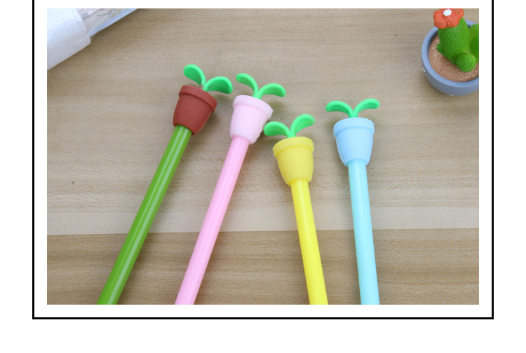 Factory Direct Sales Creative Cartoon Potted Gel Pen Black Ink Pen Signature Pen Student Prize Gel Pen Stationery Wholesale