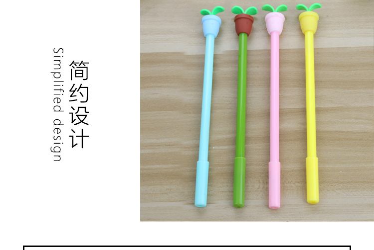 Factory Direct Sales Creative Cartoon Potted Gel Pen Black Ink Pen Signature Pen Student Prize Gel Pen Stationery Wholesale