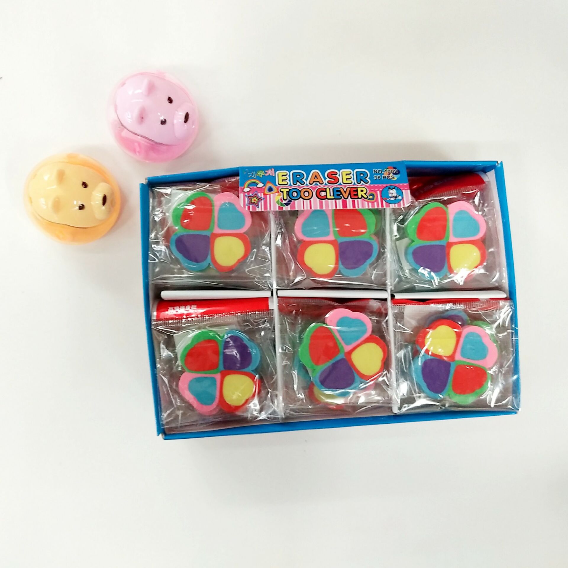 Multi-color eraser four-leaf clover pattern modeling eraser