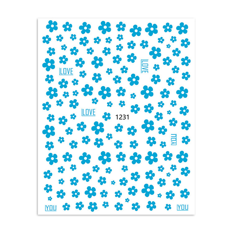Internet Hot Comes with Adhesive Japanese Style Cartoon Cute Nail Stickers Summer Five-Petal Flower Fresh Nail Sticker