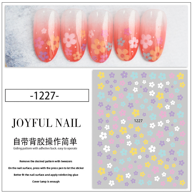 Internet Hot Comes with Adhesive Japanese Style Cartoon Cute Nail Stickers Summer Five-Petal Flower Fresh Nail Sticker Internet Hot Comes with Adhesive Japanese Style Cartoon Cute Nail Stickers Summer Five-Petal Flower Fresh Nail Sticker
