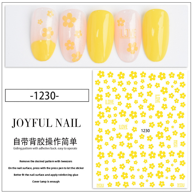 Internet Hot Comes with Adhesive Japanese Style Cartoon Cute Nail Stickers Summer Five-Petal Flower Fresh Nail Sticker Internet Hot Comes with Adhesive Japanese Style Cartoon Cute Nail Stickers Summer Five-Petal Flower Fresh Nail Sticker