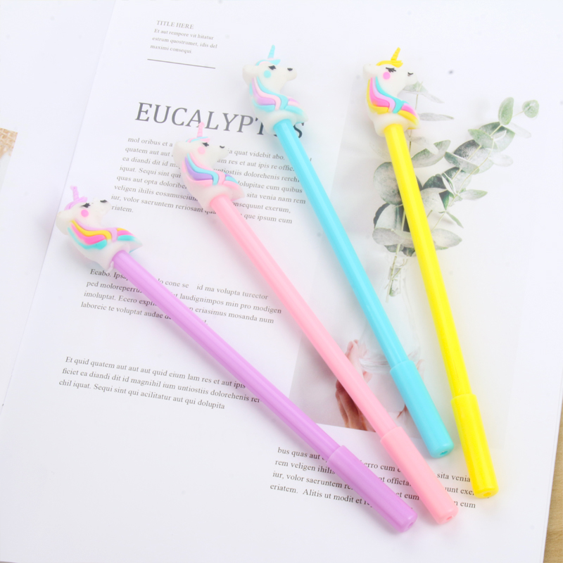 Korean Creative New Card Color Hair Unicorn Black Gel Pen Student Studying Stationery Wholesale Customizable