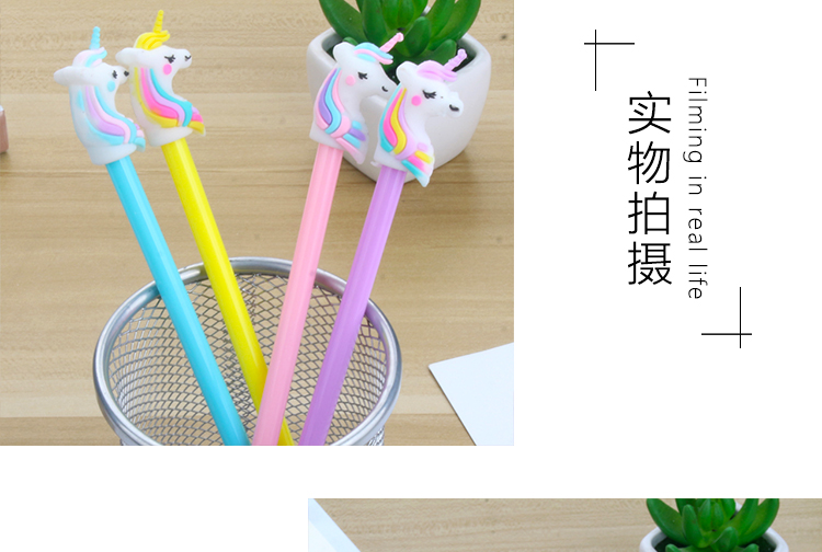 Korean Creative New Card Color Hair Unicorn Black Gel Pen Student Studying Stationery Wholesale Customizable Korean Creative New Card Color Hair Unicorn Black Gel Pen Student Studying Stationery Wholesale Customizable