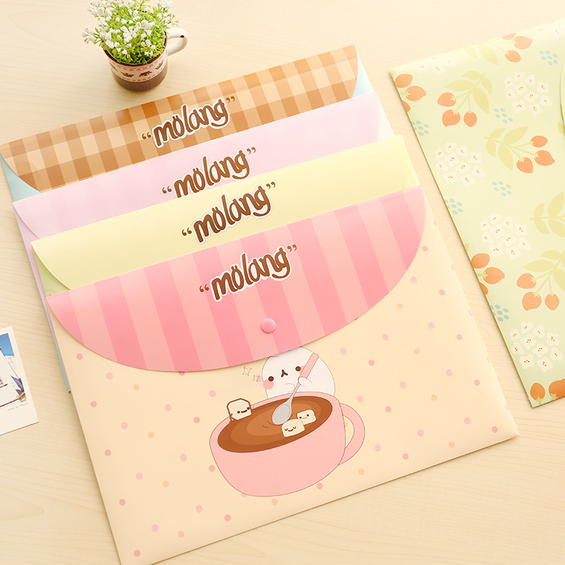 Korean Style Student Cute A4 Test Paper File Bag Fresh Floral Transparent Folder Snap Information Bag Office Supplies