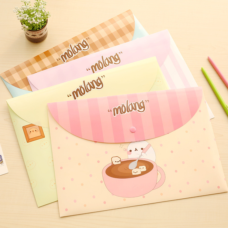 Korean Style Student Cute A4 Test Paper File Bag Fresh Floral Transparent Folder Snap Information Bag Office Supplies