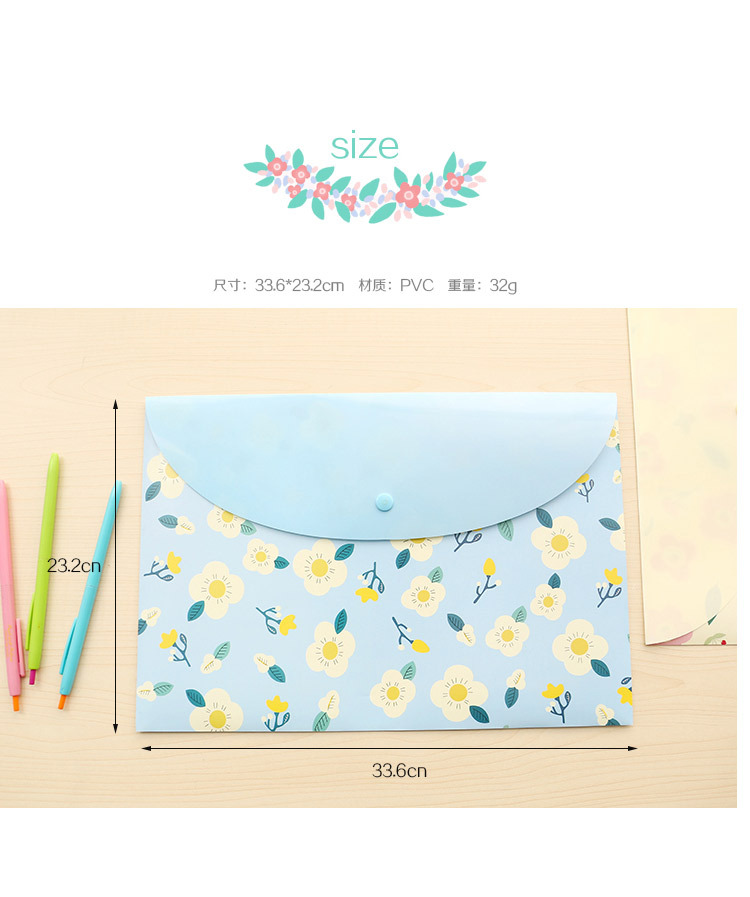 Korean Style Student Cute A4 Test Paper File Bag Fresh Floral Transparent Folder Snap Information Bag Office Supplies