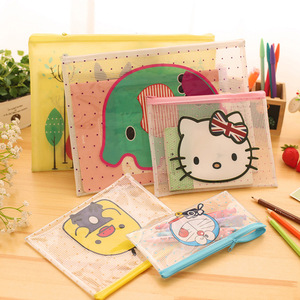 Korean Style Student Cute A4 Test Paper File Bag Fresh Floral Transparent Folder Snap Information Bag Office Supplies