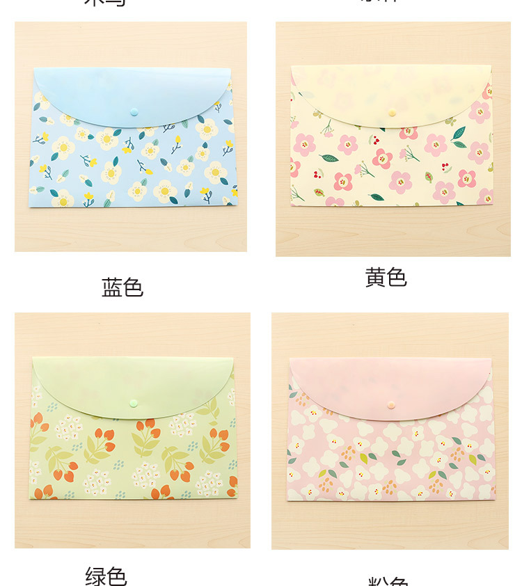 Korean Style Student Cute A4 Test Paper File Bag Fresh Floral Transparent Folder Snap Information Bag Office Supplies