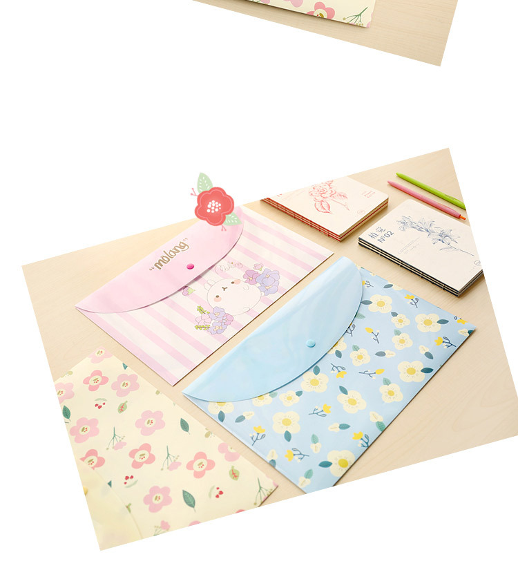 Korean Style Student Cute A4 Test Paper File Bag Fresh Floral Transparent Folder Snap Information Bag Office Supplies