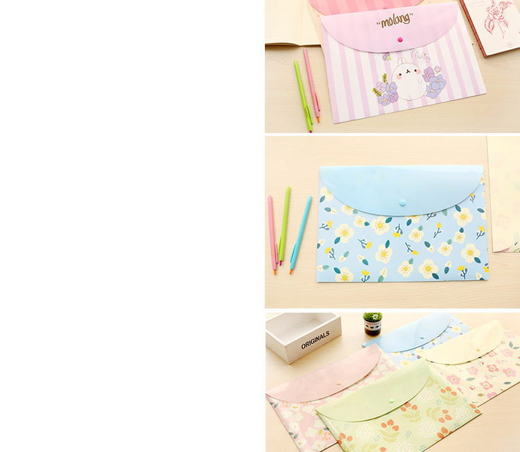 Korean Style Student Cute A4 Test Paper File Bag Fresh Floral Transparent Folder Snap Information Bag Office Supplies