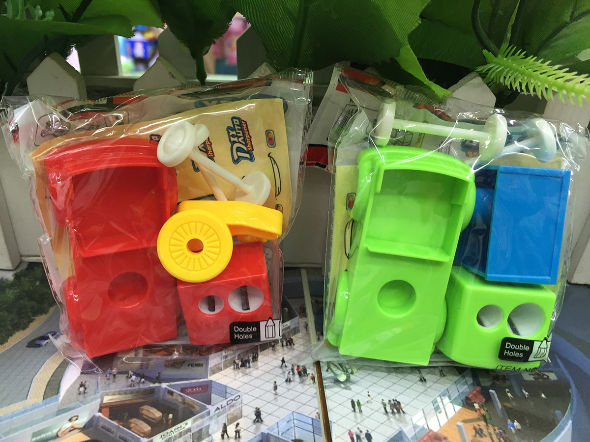 Cartoon DIY brick van car pencil sharpener with double hole pencil sharpener Cartoon DIY brick van car pencil sharpener with double hole pencil sharpener