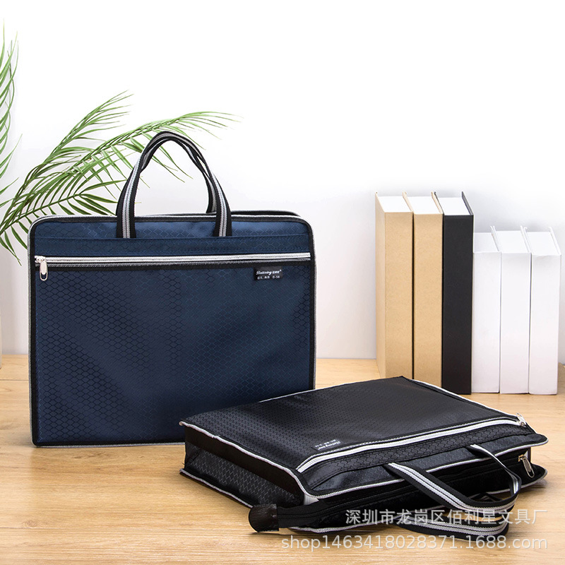 Bailixing Portable Document Bag Conference Poverty Alleviation Bag Waterproof Double-Layer Information Bag Tuition Bag Customizable Printed Logo