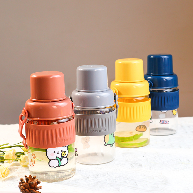 New Portable Glass Handle Moka Pot High Boron Coffee Juice Sports Portable Cartoon Sticker Milk Cup Gift