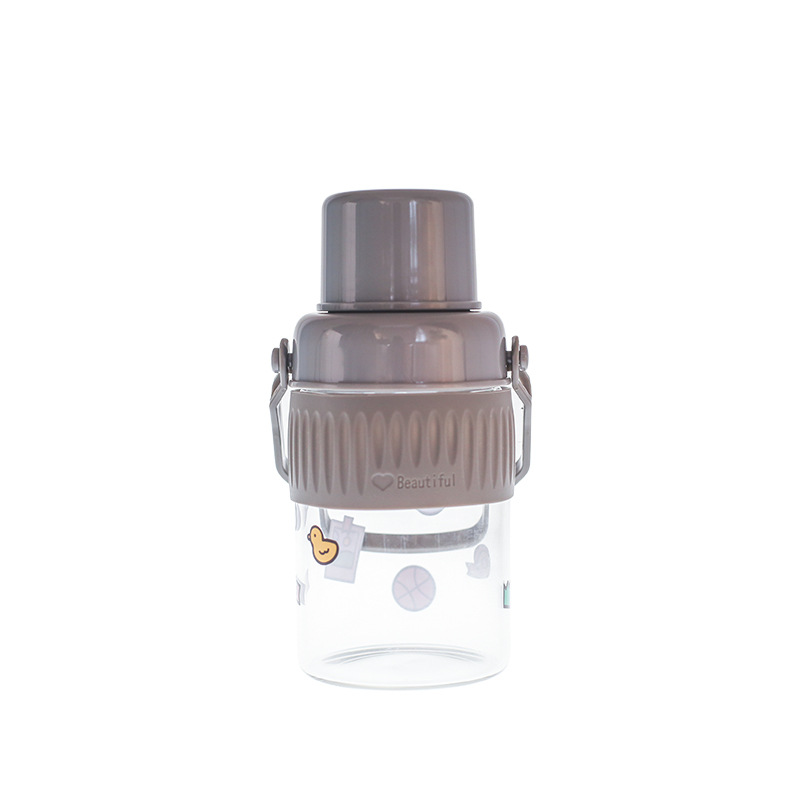 New Portable Glass Handle Moka Pot High Boron Coffee Juice Sports Portable Cartoon Sticker Milk Cup Gift
