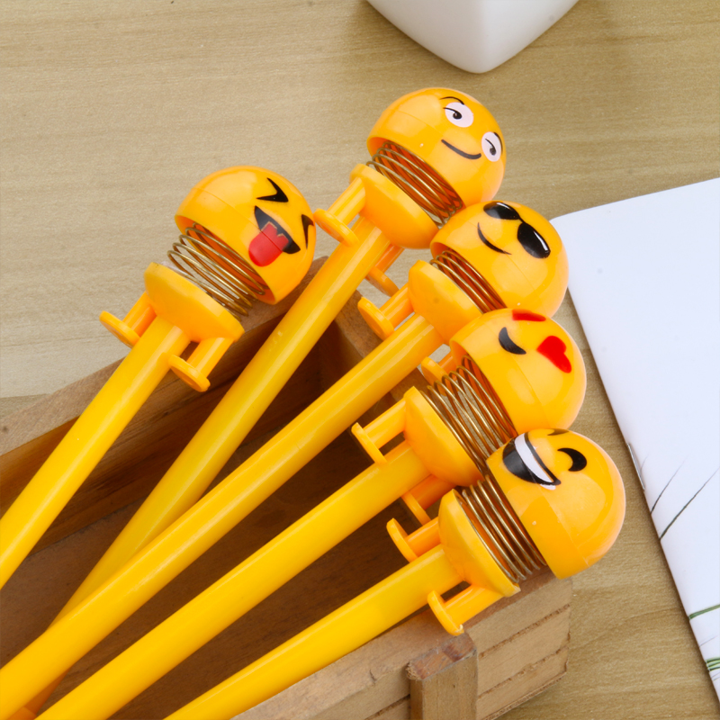 Korean New Internet Celebrity Shaking Head Funny Egg Yolk Villain Expression Bounce Spring Gel Pen Student Studying Stationery