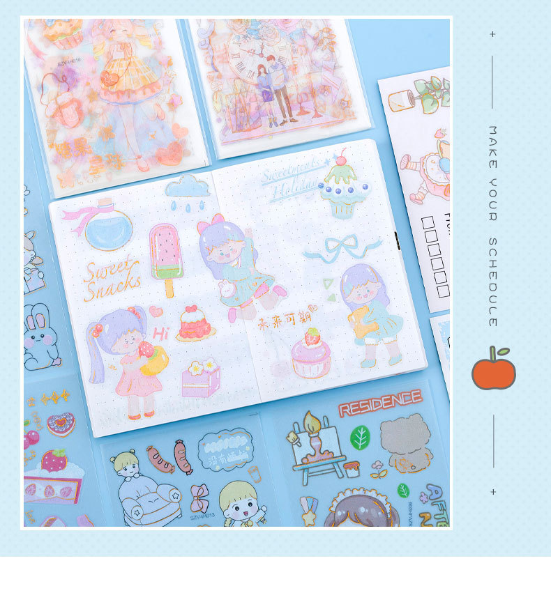 Cartoon Animation Girl Hand Account Stickers Portable Bag Bronzing Frosted Sticker Girl Gift Box Postcard Cup Stickers Cartoon Animation Girl Hand Account Stickers Portable Bag Bronzing Frosted Sticker Girl Gift Box Postcard Cup Stickers