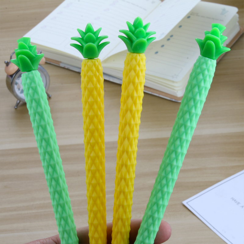 Factory Direct Sales New Fresh Pineapple Black Gel Pen Student Studying Stationery Wholesale Customizable Logo