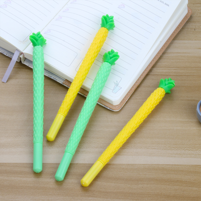Factory Direct Sales New Fresh Pineapple Black Gel Pen Student Studying Stationery Wholesale Customizable Logo