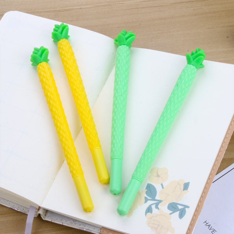 Factory Direct Sales New Fresh Pineapple Black Gel Pen Student Studying Stationery Wholesale Customizable Logo