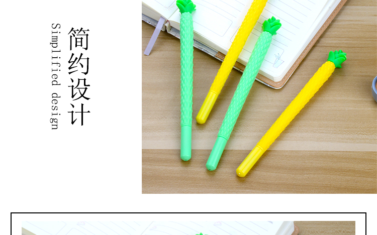Factory Direct Sales New Fresh Pineapple Black Gel Pen Student Studying Stationery Wholesale Customizable Logo Factory Direct Sales New Fresh Pineapple Black Gel Pen Student Studying Stationery Wholesale Customizable Logo