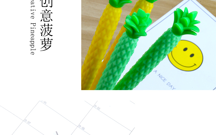 Factory Direct Sales New Fresh Pineapple Black Gel Pen Student Studying Stationery Wholesale Customizable Logo Factory Direct Sales New Fresh Pineapple Black Gel Pen Student Studying Stationery Wholesale Customizable Logo