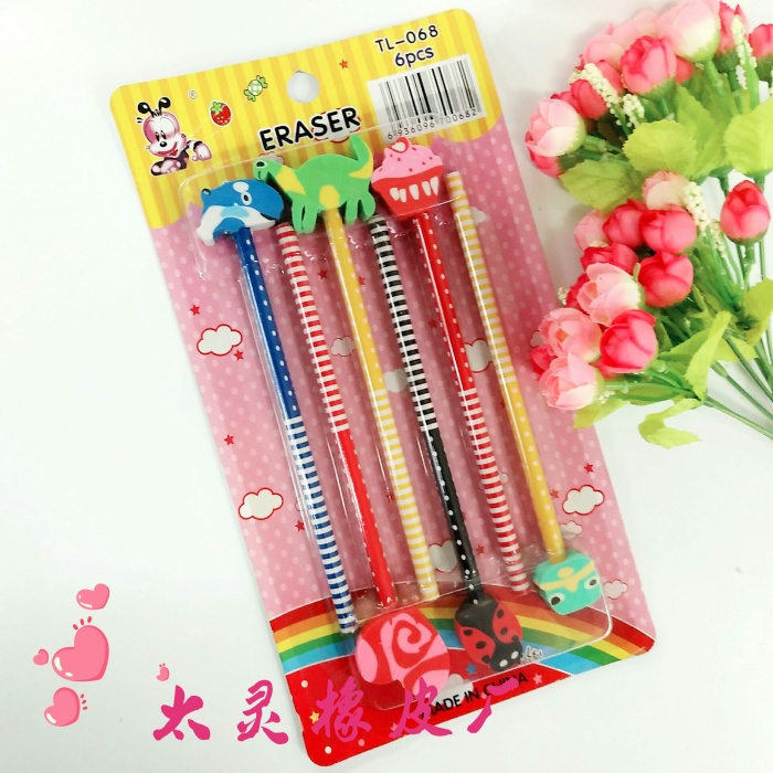 Pencil eraser suction card, stationery set student praise eraser wholesale