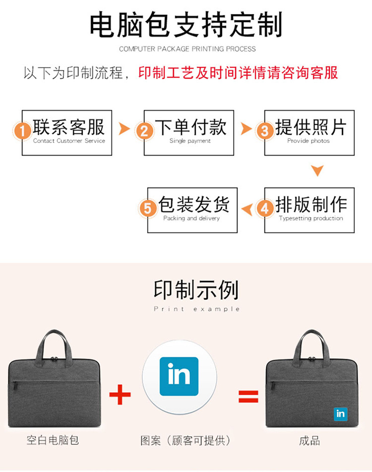 Zippered File Bag Printed Logo Office Business Briefcase Male and Female Units Portable Conference Information Bag Custom Logo