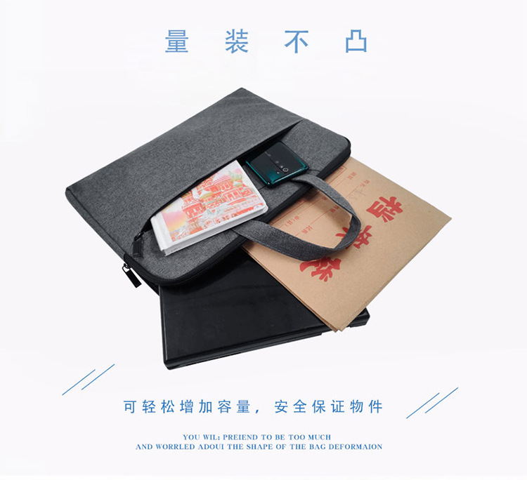 Zippered File Bag Printed Logo Office Business Briefcase Male and Female Units Portable Conference Information Bag Custom Logo