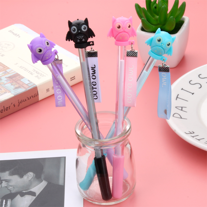 Creative New Japanese and Korean Owl Pendant Gel Pen Student Studying Stationery Wholesale Customizable Logo