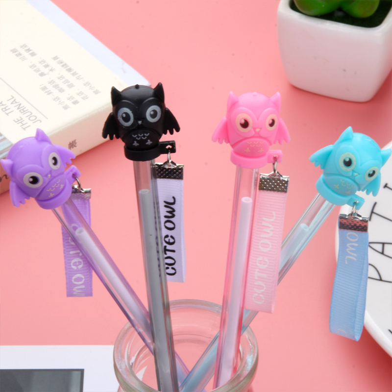 Creative New Japanese and Korean Owl Pendant Gel Pen Student Studying Stationery Wholesale Customizable Logo
