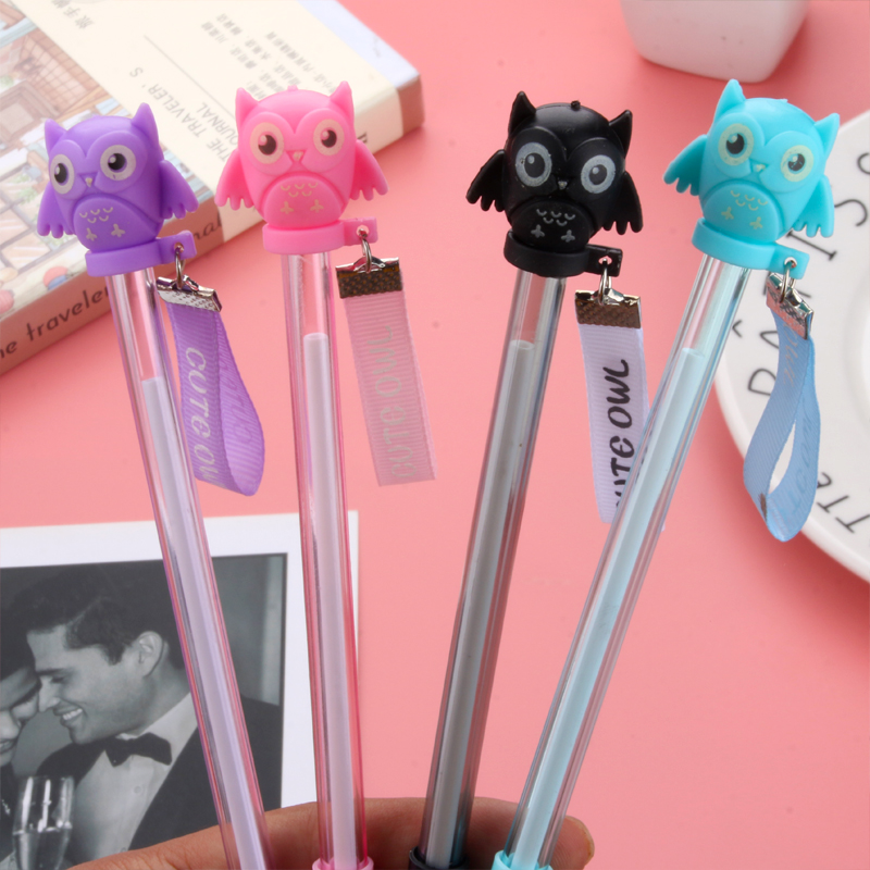 Creative New Japanese and Korean Owl Pendant Gel Pen Student Studying Stationery Wholesale Customizable Logo