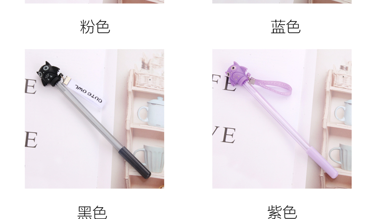 Creative New Japanese and Korean Owl Pendant Gel Pen Student Studying Stationery Wholesale Customizable Logo Creative New Japanese and Korean Owl Pendant Gel Pen Student Studying Stationery Wholesale Customizable Logo
