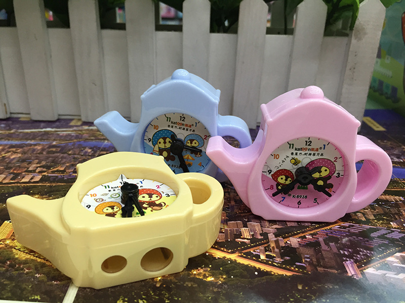 Korean Style Creative Teapot Style Pencil Sharpener Student Alarm Clock Puzzle Pencil Shapper Pencil Sharpener